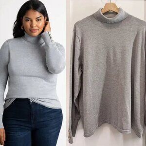 Eloquii | Women's Button-cuff turtleneck sweater in dove grey